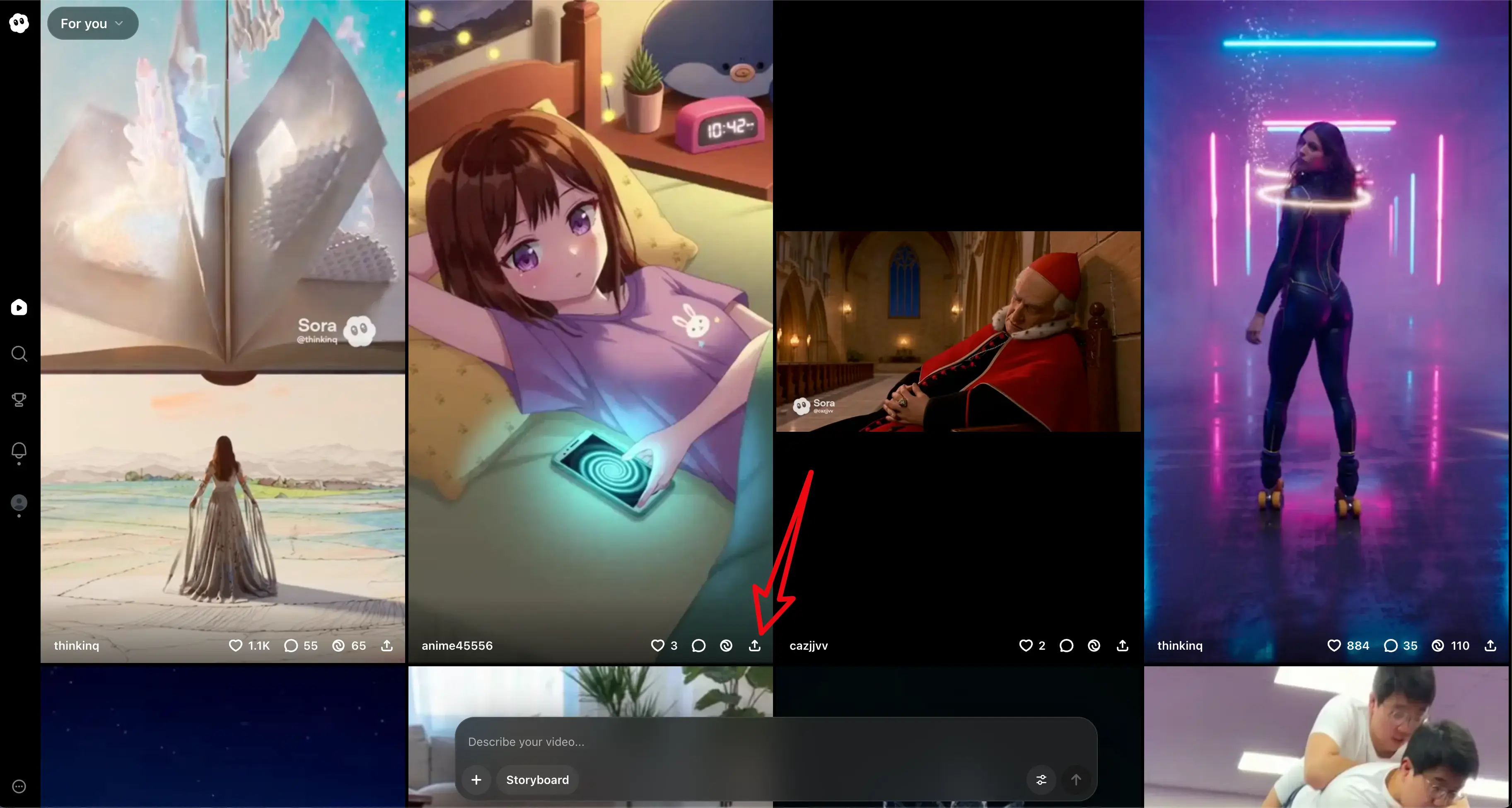 在Sora桌面版上点击分享